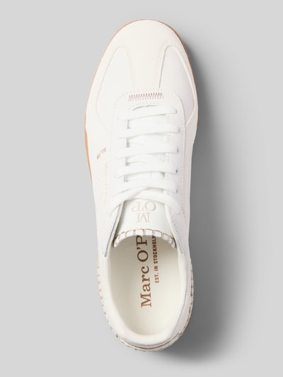 Productfoto, witte sneakers van leer met beige zool en subtiele stiksels, Sneaker uit echt leer model 'CHARLIE W 1A' van Marc O'Polo, dames sneakers.