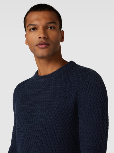 SELECTED HOMME Strickpullover mit Strukturmuster Modell 'REMYS' Dunkelblau 3