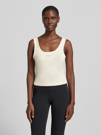 GUESS Activewear Top o kroju slim fit z wyhaftowanym logo model 'Circe' Biały 4
