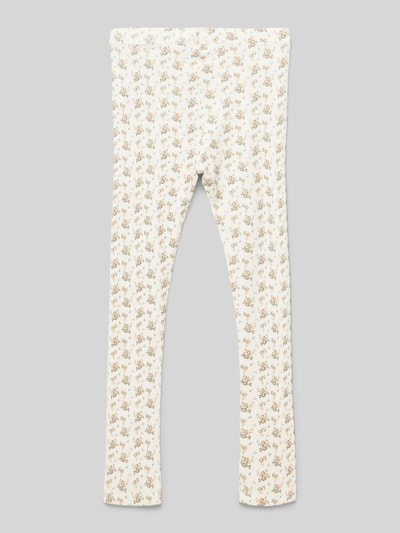 Lil Atelier Slim Fit Leggings mit Feinripp Offwhite 3