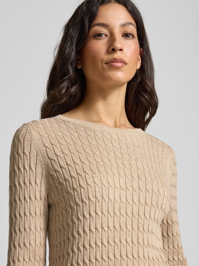 Christian Berg Woman Gebreide pullover met kabelpatroon Zand gemêleerd - 3