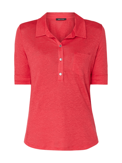 Marc O'Polo Poloshirt aus Leinen mit Brusttasche Pink 2