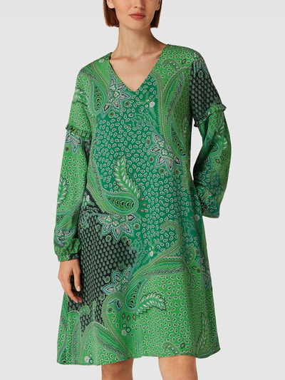 Smith and Soul Knielange jurk met paisleymotief, model 'short bandana dress' Groen - 4