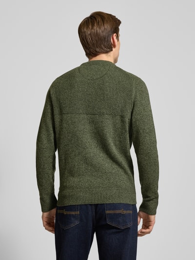 Brax Gebreide pullover met ribboorden, model 'Rick' Olijfgroen - 5