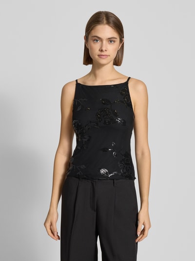 Gina Tricot Slim Fit Top mit floralem Pailettenbesatz Black 4