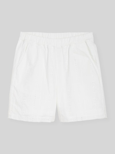 Tom Tailor Denim Relaxed Fit Shorts aus reiner Baumwolle mit Lochstickerei Weiss 2