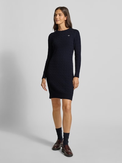 Gant Sukienka o długości do kolan ze ściegiem warkoczowym Granatowy 1