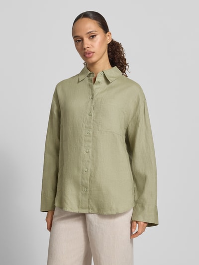 s.Oliver RED LABEL Bluzka koszulowa o kroju regular fit z czystego lnu Khaki 4