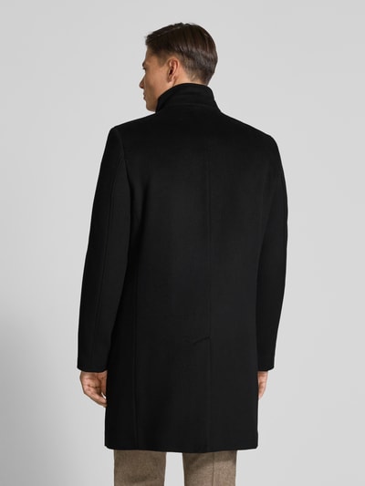 Christian Berg Men Regular fit lange wollen jas met viscose Zwart - 5