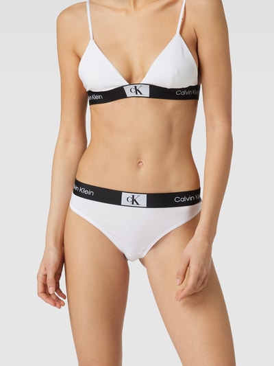 Calvin Klein Underwear Stringi z elastycznym paskiem z logo model ‘MODERN THONG’ Biały 1