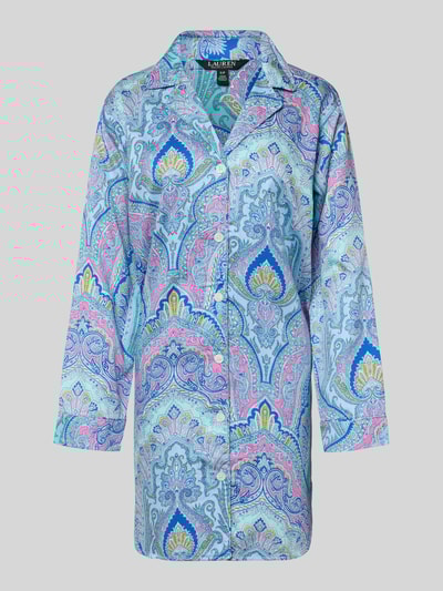 Lauren Ralph Lauren Koszula nocna o kroju relaxed fit z dodatkiem wiskozy model ‘Notch’ Niebieski 1