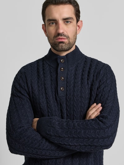 Fynch-Hatton Gebreide pullover met ribboorden Marineblauw - 3