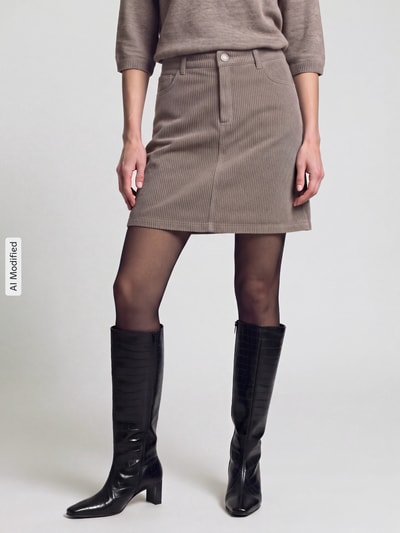 s.Oliver RED LABEL Mini-Rock aus reiner Baumwolle mit Cordstruktur Beige 4