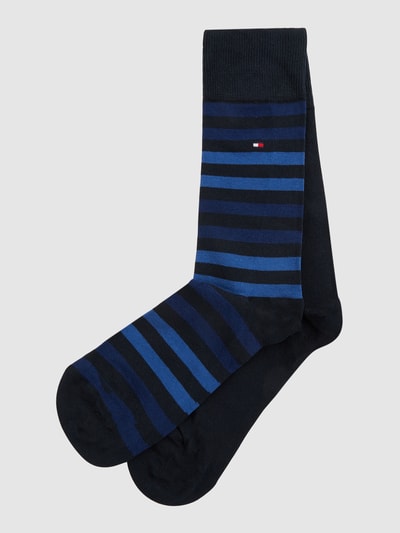 Tommy Hilfiger Sokken met labeldetail in een set van 2 paar, model 'DUO STRIPE SOCK' Marineblauw - 1