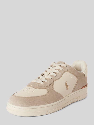 Polo Ralph Lauren Leren sneakers met logostitching, model 'MASTERS' Beige - 1