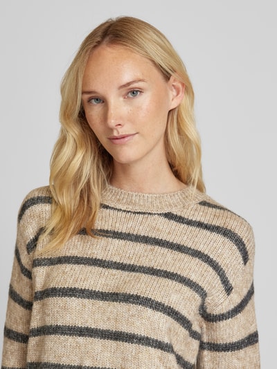 Kaffe Strickpullover mit Rundhalsausschnitt Modell 'KAtrina' Beige 3