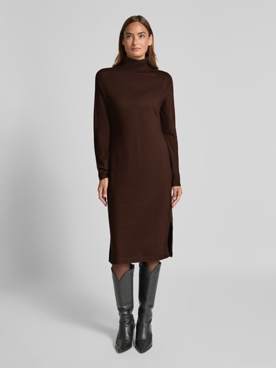 s.Oliver RED LABEL Slim Fit Strickkleid aus Viskose-Mix Dunkelbraun 4