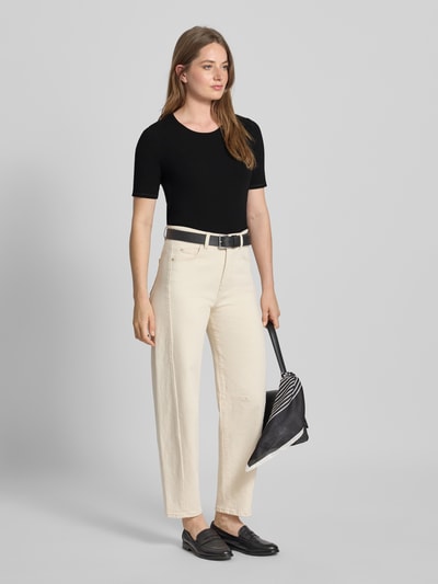 Marc Cain Gebreid shirt van viscosemix met ronde hals Zwart - 1