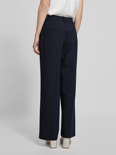 Selected Femme Wide leg stoffen broek met riemlussen, model 'RITA' Marineblauw gemêleerd - 5