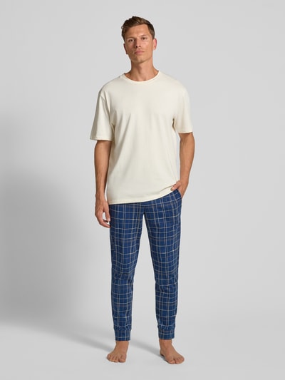 Schiesser Spodnie materiałowe z czystej bawełny z tunelem Granatowy 1