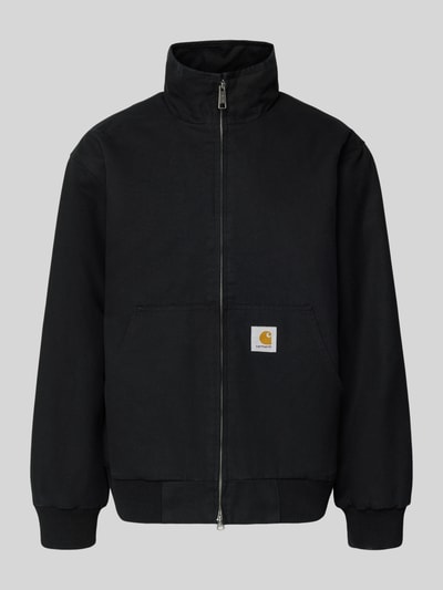 Produktfoto, Jacke mit Zweiwege-Reißverschluss Modell 'Ravon' von Carhartt Work In Progress in Schwarz, Reine Baumwolle, Regular-Fit, Stehkragen, Eingrifftaschen, Label-Stitching, glatte Struktur