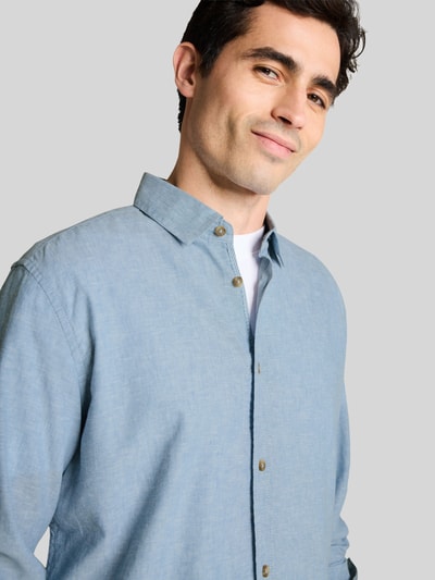 Tom Tailor Regular Fit Freizeithemd aus Leinen-Baumwolle-Mix Hellblau 3