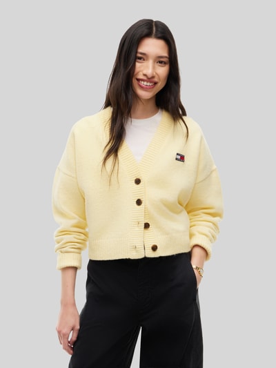 Tommy Jeans Kardigan rozpinany o kroju relaxed fit z dodatkiem wełny z alpaki i dodatek wełny Jasnożółty 4