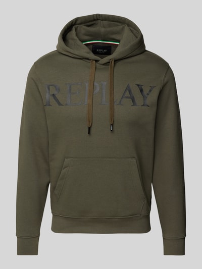 Replay Hoodie mit gerippten Abschlüssen Oliv 2