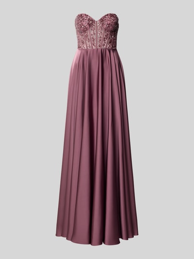 Produktfoto, Abendkleid mit Ziersteinbesatz von Laona, różowy, fason A-linia, sercowaty dekolt, długość maxi, optyka gorsetu, marszczenia, zamek z tyłu, długość tyłu w rozmiarze 36: 130 cm, szerokość w rozmiarze 36: 36 cm