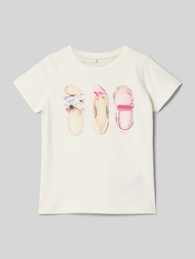 Name It T-Shirt mit Schleifen-Detail Modell 'NMFDESSY' Offwhite 1