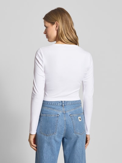 TRUE RELIGION Kort shirt met lange mouwen en labelprint, model 'BUDDHA' Wit - 5