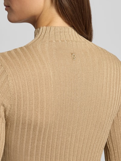 Liu Jo White Strickpullover mit Stehkragen Beige 3