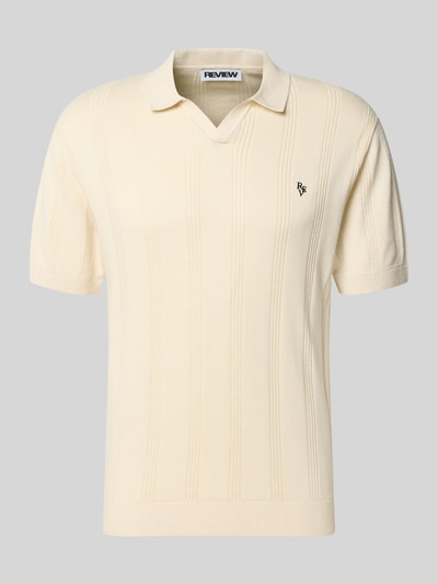 Produktfoto, Regular Fit Poloshirt mit Logo-Stitching von REVIEW z bawełny, krój regular fit, wyhaftowane logo, ażurowe hafty, krótki rękaw, długość tyłu w rozmiarze M: 56 cm
