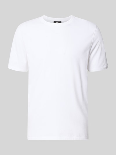 Produktfoto, białe Męski t-shirt z bawełny, prosty krój, okrągły dekolt, Model 'CIDANI' od CINQUE, Długość tyłu w rozmiarze M: 72 cm