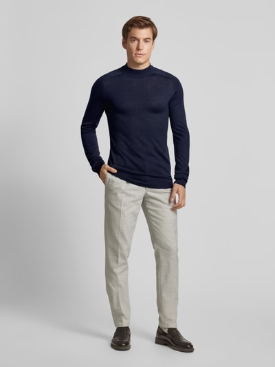 CG - Club of Gents Gebreide pullover met structuurmotief, model 'Bertie' Marineblauw - 1