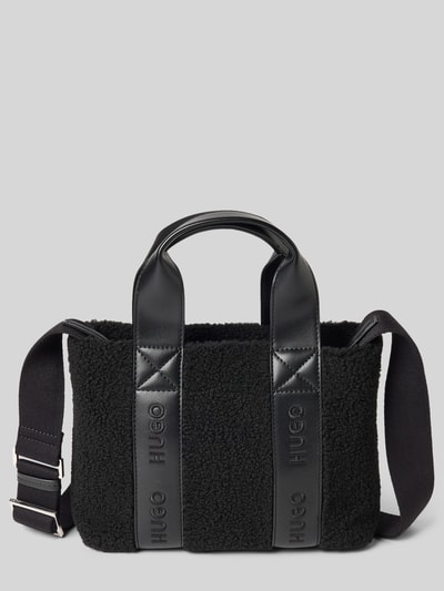 HUGO Schoudertas met band met label, model 'BECKY' Zwart - 2
