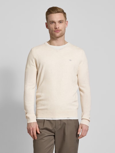 Fynch-Hatton Strickpullover mit V-Ausschnitt Offwhite 4