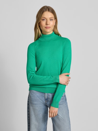 Jake*s Casual Bluzka z długim rękawem o kroju slim fit z mieszanki wiskozy z efektem dzianiny Jabłkowozielony 4