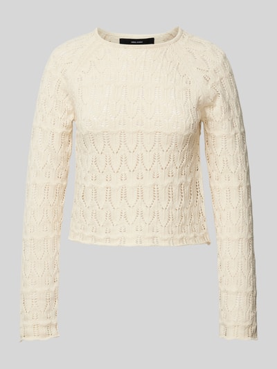 Vero Moda Regular Fit Strickpullover aus Ajour-Strick Modell 'NEW FABIENNE' Offwhite 2