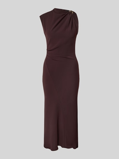 Mango Midikleid mit Raffungen Modell 'JOIA' Dunkelbraun 2