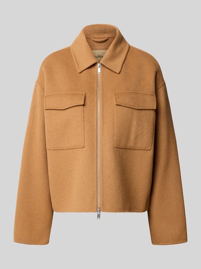 Produktfoto, Jacke aus Woll-Mix mit Brusttaschen von Smith and Soul in Camel-Ton, strukturierte Oberfläche, Umlegekragen, Zweiwege-Reißverschluss