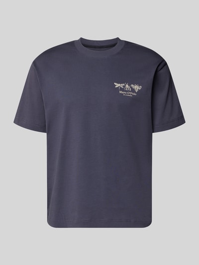 Produktfoto, Relaxed Fit T-Shirt aus reiner Baumwolle von Marc O'Polo, jednokolorowy, krój relaxed fit, nadruk z logo i motywem, okrągły dekolt, krótki rękaw, dżersej, bawełna