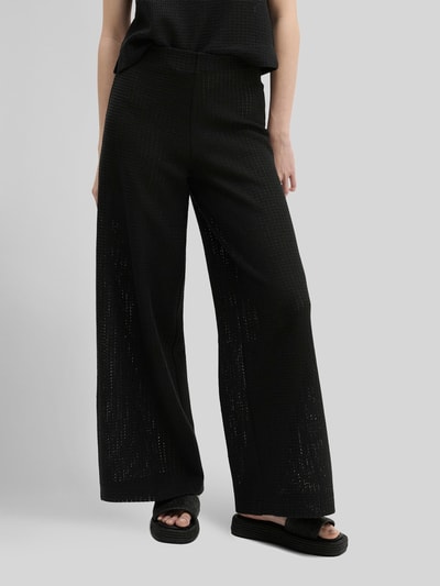 Marc O'Polo Wide Leg Hose in Strickoptik aus Baumwoll-Mix Black 4