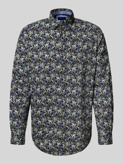 Christian Berg Men Regular fit vrijetijdsoverhemd met bloemenmotief Zwart - 2