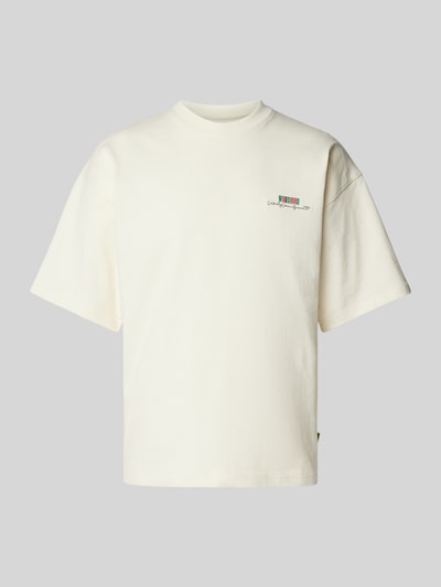 WOODBIRD T-Shirt mit Label-Stitching Modell 'Beam Culture' Offwhite 2