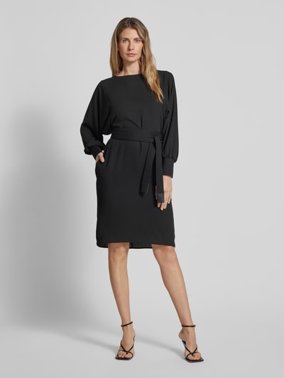 Emporio Armani Knielanges Kleid mit Bindegürtel Black 1