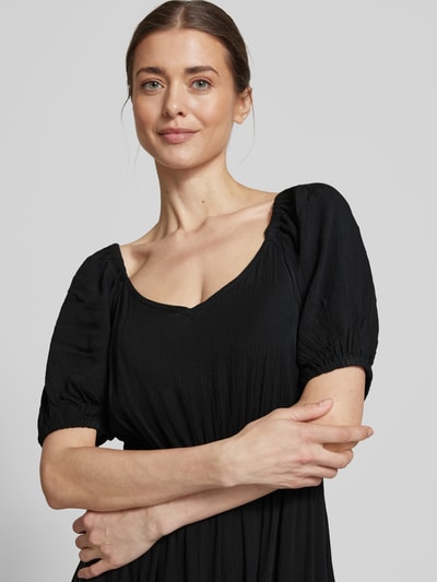 ICHI Midikleid aus Viskose mit V-Ausschnitt Modell 'MARRAKECH' Black 3