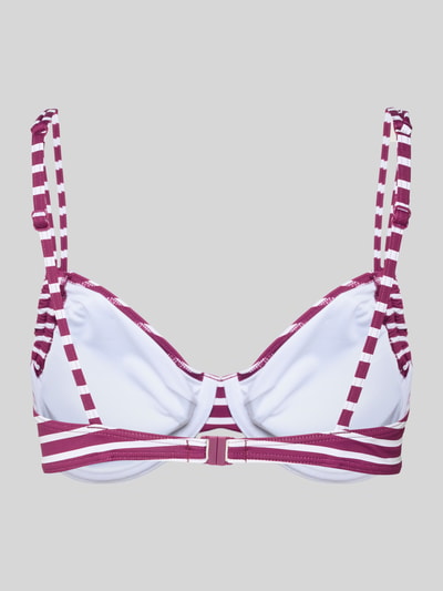 Produktfoto, Bikini-Oberteil im Allover-Look Modell 'Tadu' von VENICE BEACH in Weiß mit bordeauxroten Streifen, glatte Stretch-Textur
