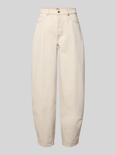Produktfoto, Loose Fit Jeans aus reiner Baumwolle Modell Gimine_5 von HUGO, kremowy denim, wysoki stan, 5 kieszeni, tkanina twill.