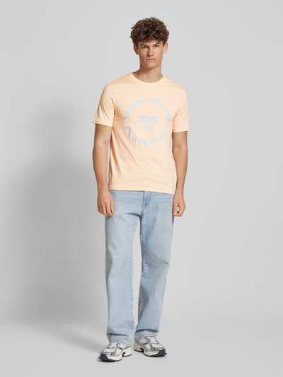 Jack & Jones T-Shirt mit Label-Print Modell 'SIMON' Apricot 1